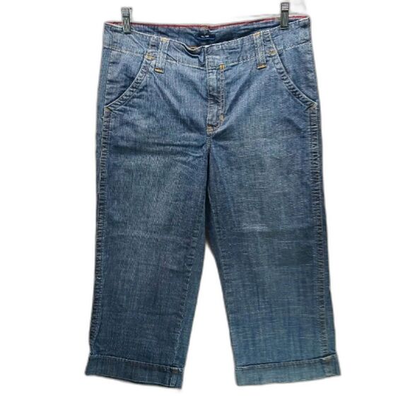 Nautica Pants - Nautica Stretch Denim Capri. Trouser Style with Cuff Hem. Woman's 12. Blue......